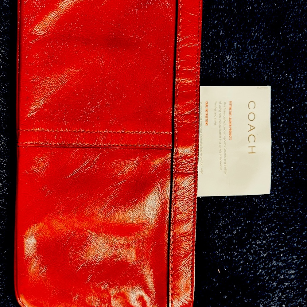 Authentic Coach Red Leather Clutch